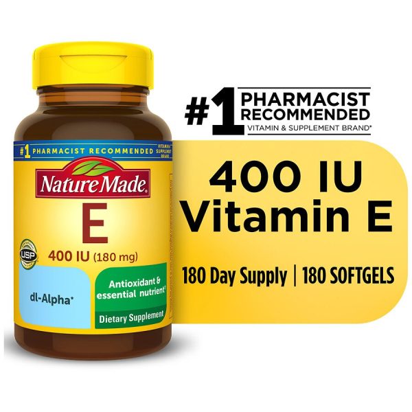 Nature Made Vitamin E 400 IU (180mg) dl-Alpha (180 Softgels ...